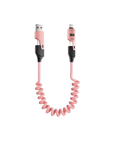 Καλώδιο φόρτισης & data σπιράλ - 4in1 - Fast Charge - X204 - 27-65W - 102048 - Pink