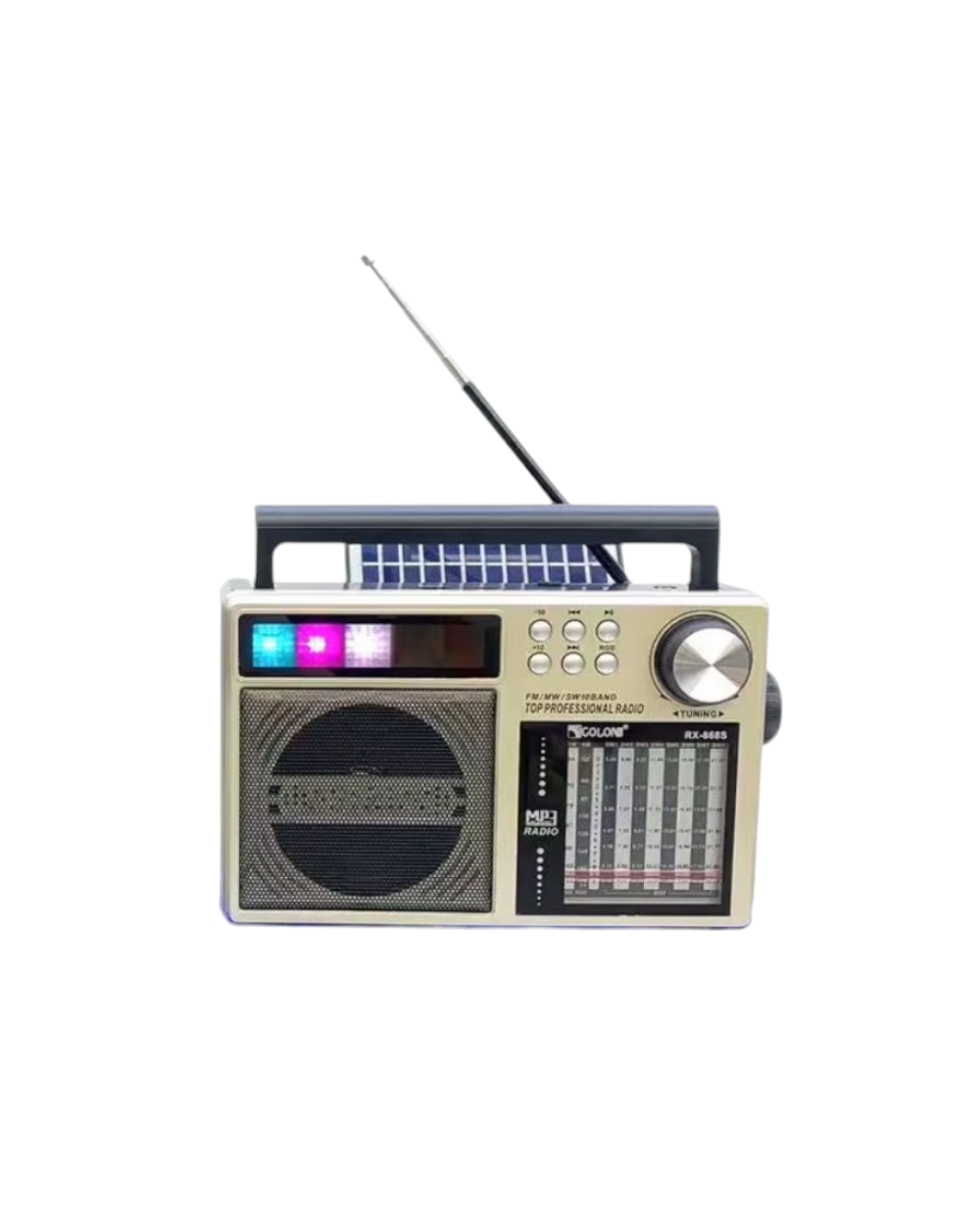 Επαναφορτιζόμενο ραδιόφωνο με ηλιακό πάνελ - RX-868S - 020016 - Gold