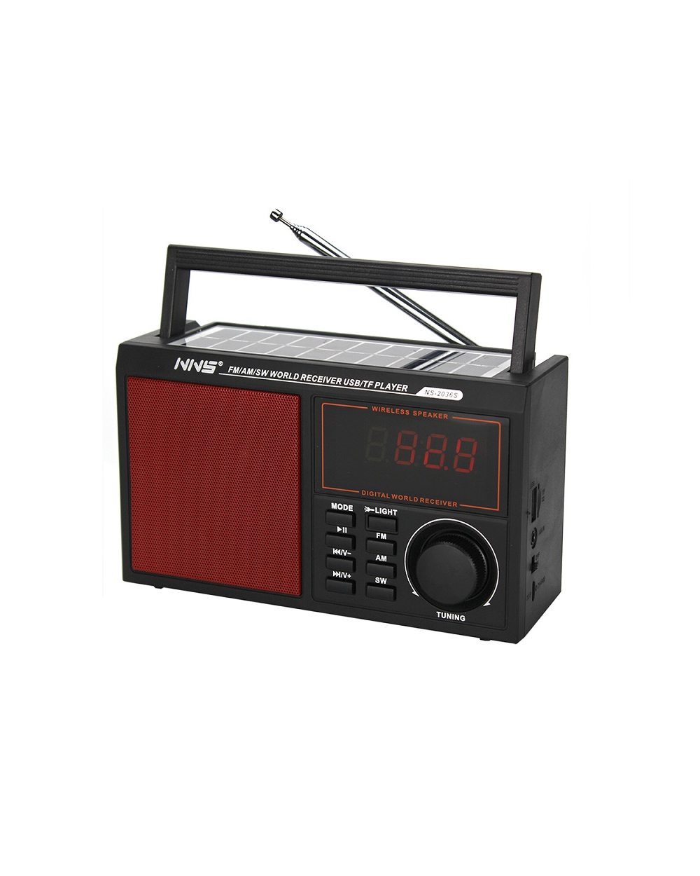 Επαναφορτιζόμενο ραδιόφωνο με ηλιακό πάνελ - NS2036S - 020365 - Red