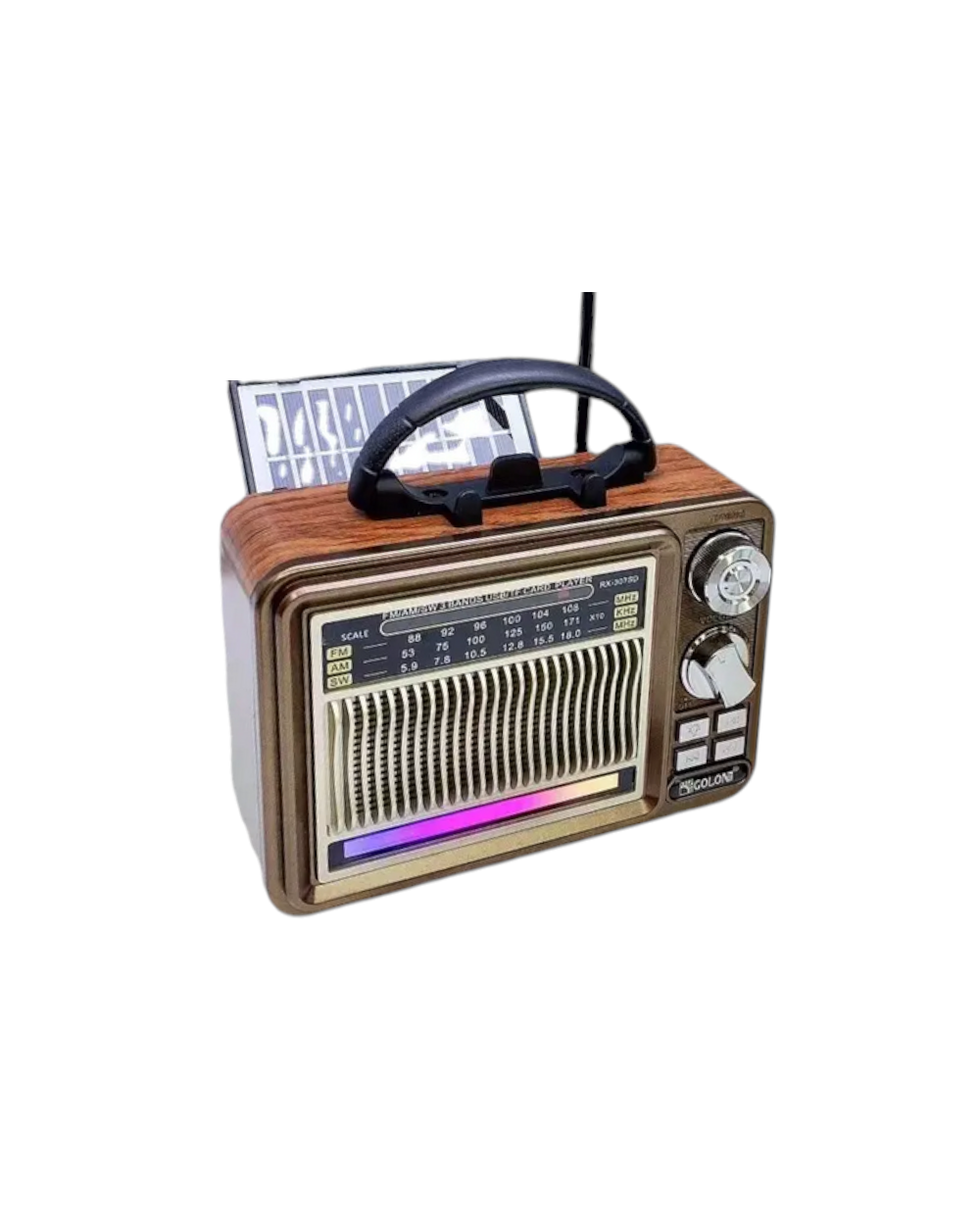 Επαναφορτιζόμενο ραδιόφωνο Retro με ηλιακό πάνελ - RX-307SD - 370052 - Brown