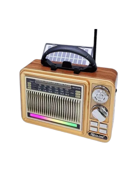 Επαναφορτιζόμενο ραδιόφωνο Retro με ηλιακό πάνελ - RX-307SD - 370052 - Gold