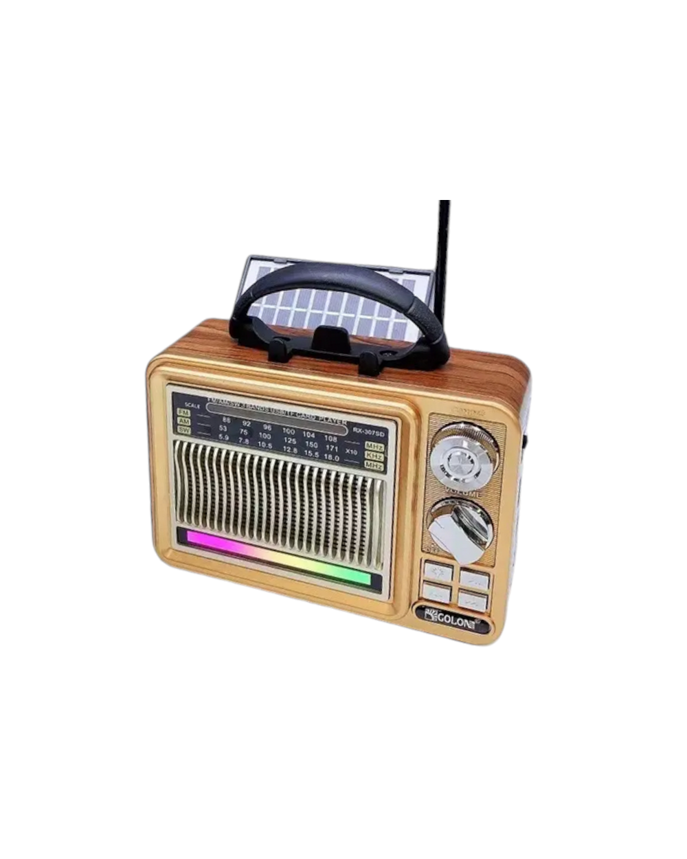 Επαναφορτιζόμενο ραδιόφωνο Retro με ηλιακό πάνελ - RX-307SD - 370052 - Gold