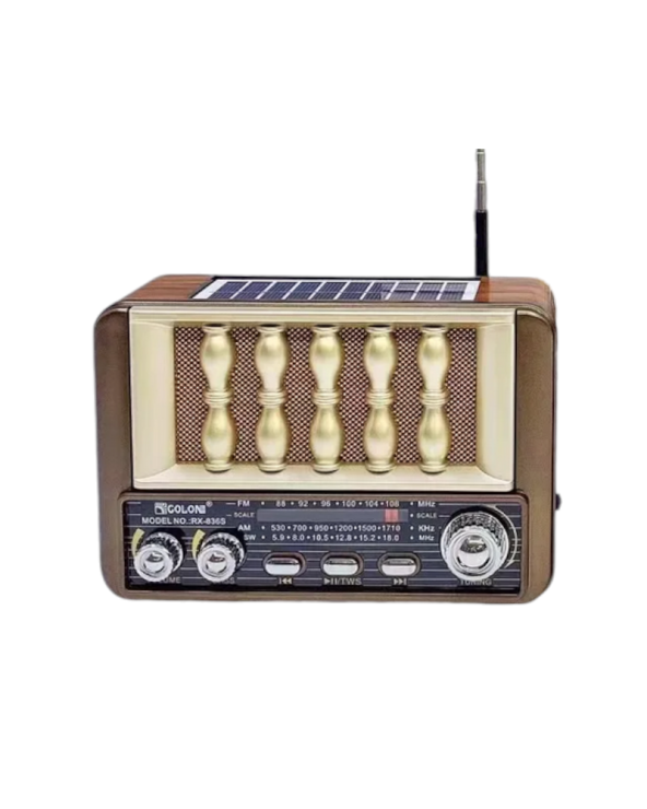 Επαναφορτιζόμενο ραδιόφωνο Retro με ηλιακό πάνελ - RX-836S-S - 370083 - Brown