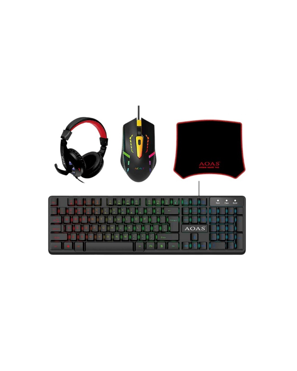 Πλήρες σετ Gaming 4 σε 1 - LED RGB - WB1077 - AOAS