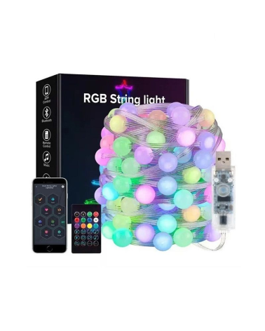 Χριστουγεννιάτικα φωτάκια LED - Φυσαλίδα - USB/5m/33L - RGB