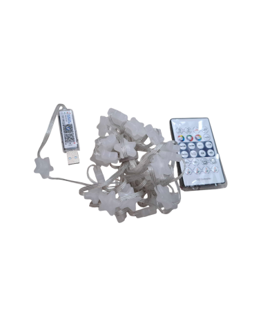 Χριστουγεννιάτικα φώτα LED RGB με USB - Stars - 5m - 33L