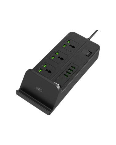 Πολύπριζο Multi-Plug 3 θέσεων με θύρες USB & βάση ασύρματης φόρτισης - KOS-27005EU