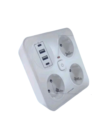 Πολύπριζο 3 θέσεων με θύρες USB - KOS-27015EU