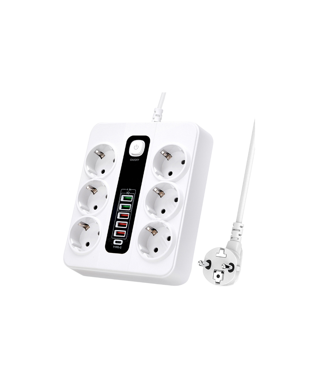 Πολύπριζο 6 θέσεων με διακόπτη & θύρες USB - KOS-27018EU