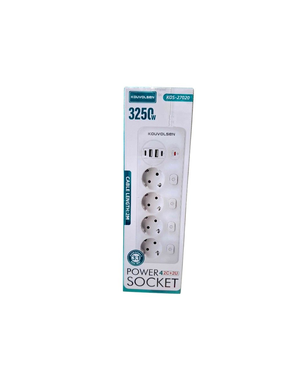 Πολύπριζο 4 θέσεων με διακόπτες & θύρες USB - KOS-27020EU