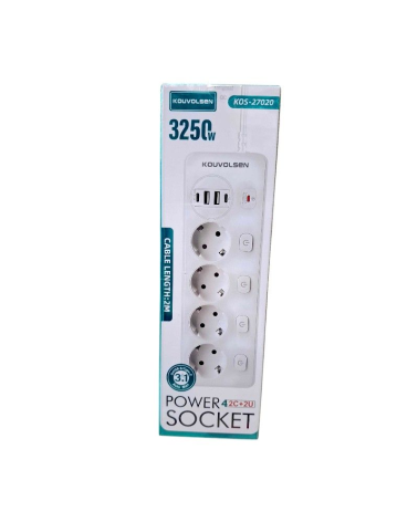 Πολύπριζο 4 θέσεων με διακόπτες & θύρες USB - KOS-27020EU