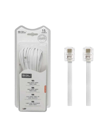 Καλώδιο γραμμής τηλεφώνου πλακέ - 6P4C - 15m