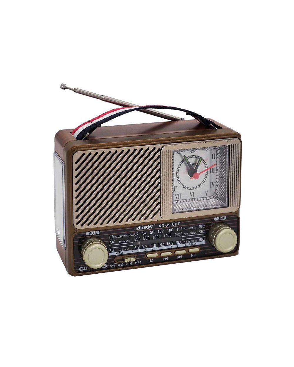 Επαναφορτιζόμενο ραδιόφωνο Retro με αναλογικό ρολόι - RD311BT