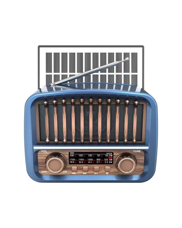 Επαναφορτιζόμενο ραδιόφωνο Retro με ηλιακό πάνελ - K-371S - 023719 - Blue