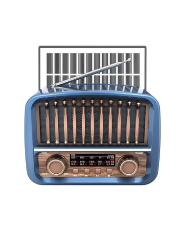 Επαναφορτιζόμενο ραδιόφωνο Retro με ηλιακό πάνελ - K-371S - 023719 - Blue